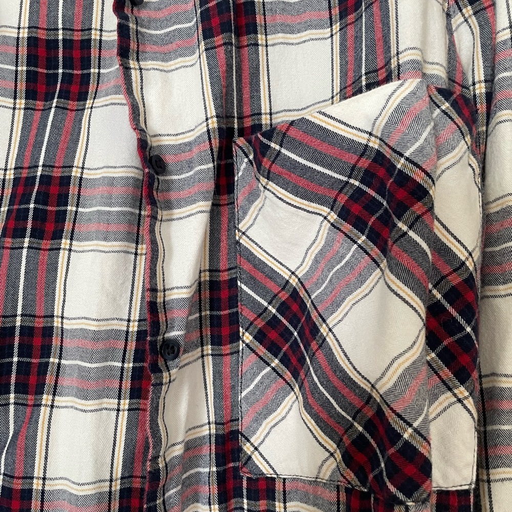 NWOT Zara White and Black Plaid Button Down Shirt - Picture 3 of 7